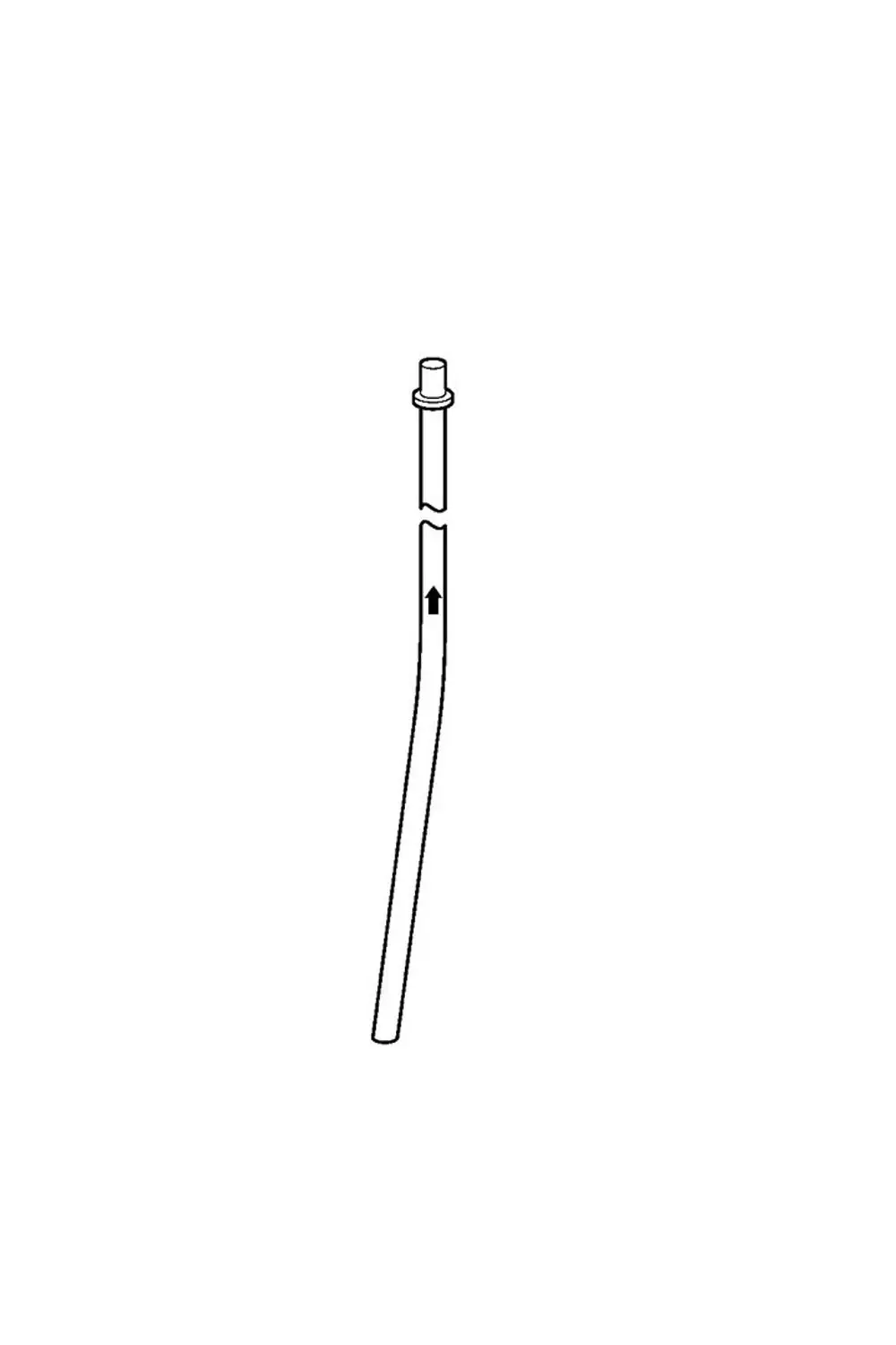 Rohr von HANSA, gebogen, mit einem Anschluss oben und einem Pfeil zur Orientierung. Das Design zeigt eine einfache, funktionale Form ohne zusätzliche Details.